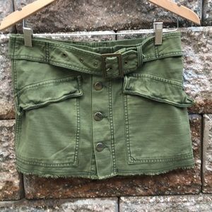 Free People Mini Cargo Military Olive Green Skirt